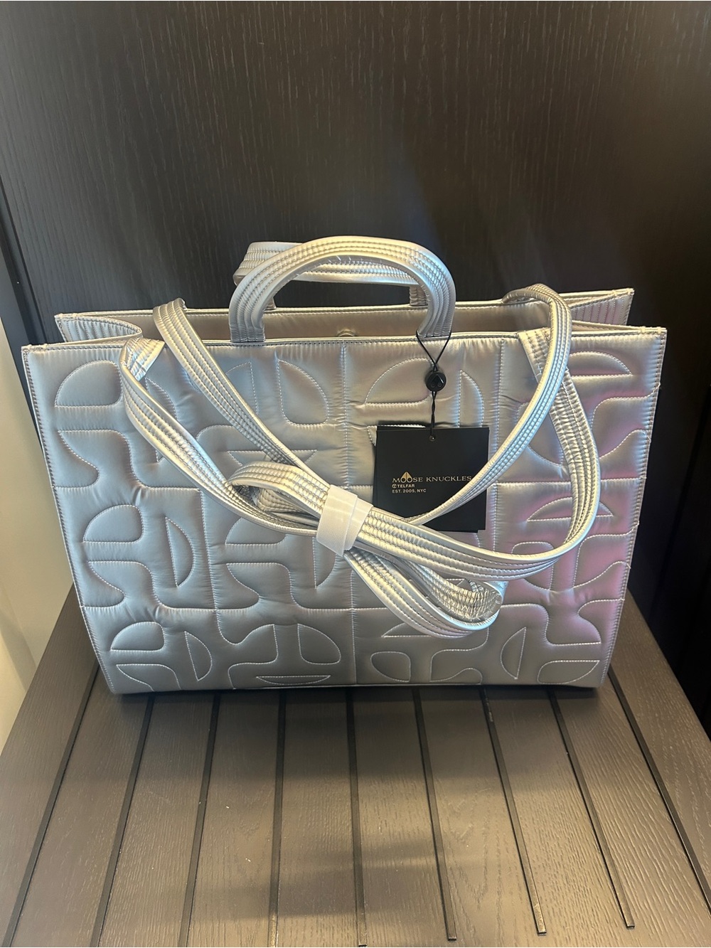 Telfar x Moose Knuckles Large Shopper Tote Silver NWT - Picture 10 of 11